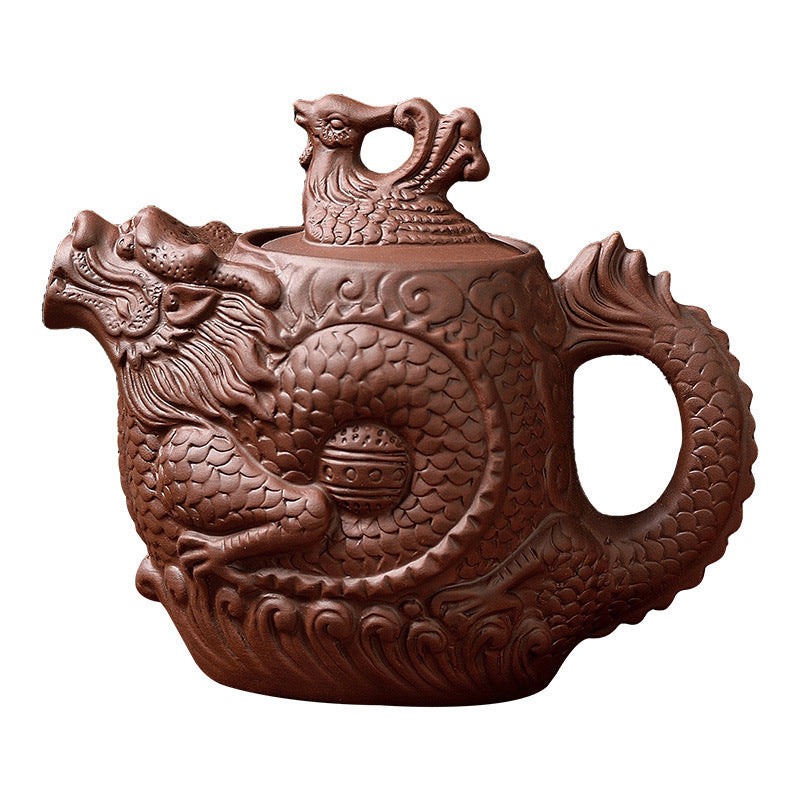 Dragon and Phoenix Purple Sand Kung Fu Teapot