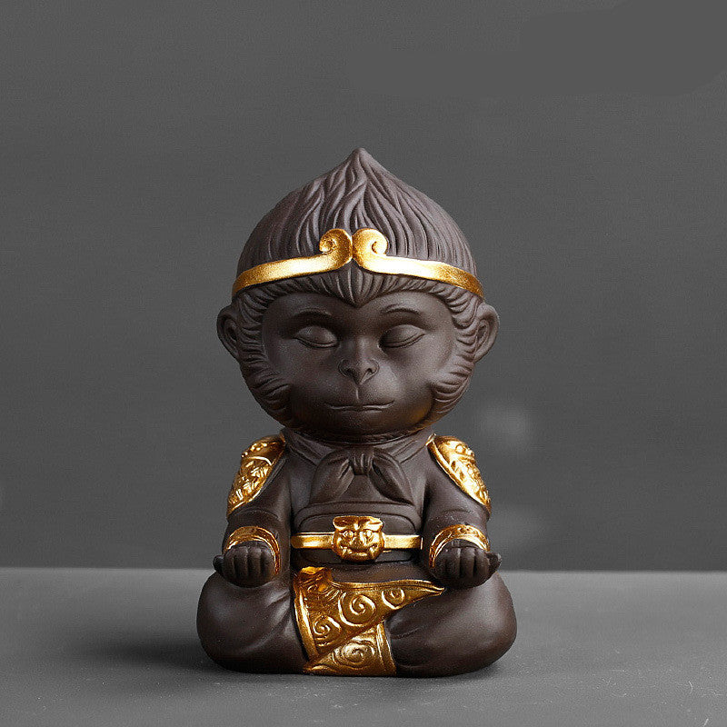 Chinese Purple Clay Monkey King Tea Pet Statue