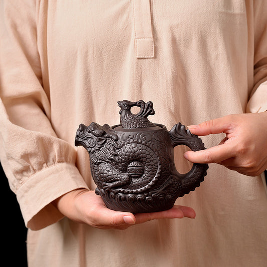 Dragon and Phoenix Purple Sand Kung Fu Teapot