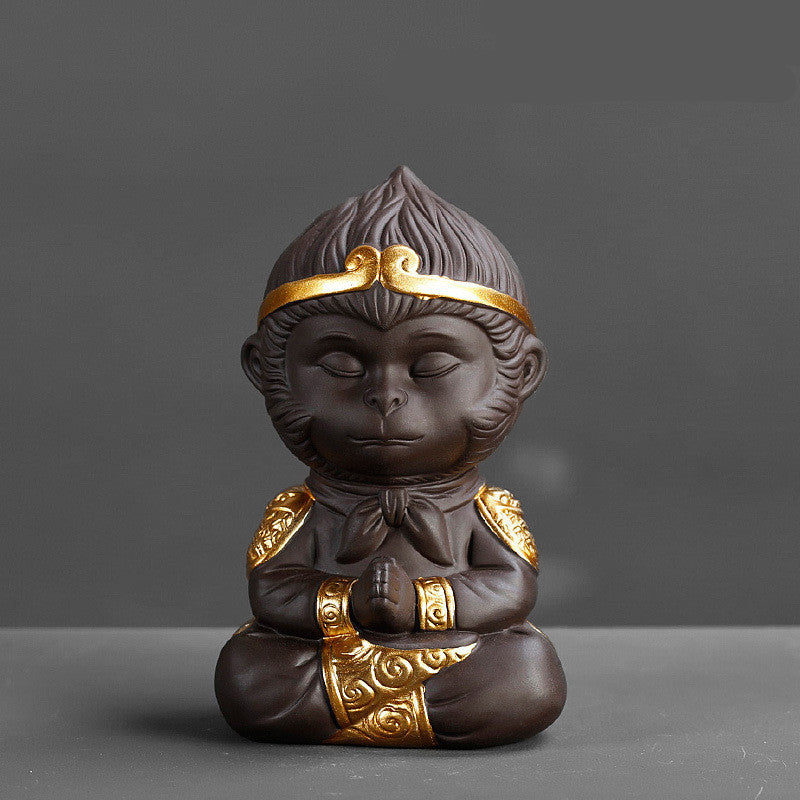 Chinese Purple Clay Monkey King Tea Pet Statue