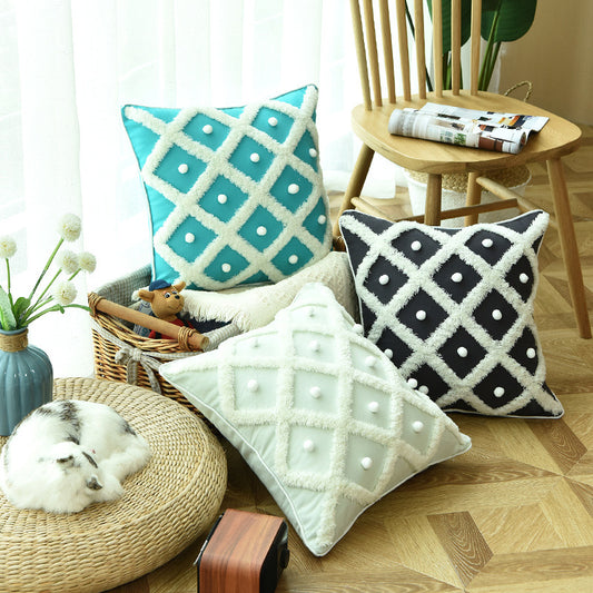 Elegant Moroccan Pillow with Tufted Design