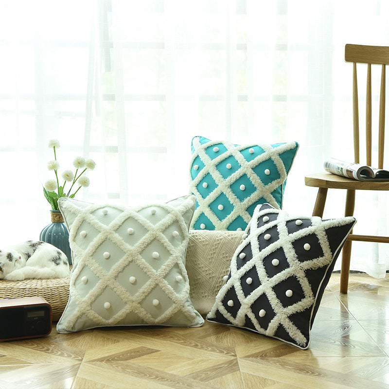 Elegant Moroccan Pillow with Tufted Design