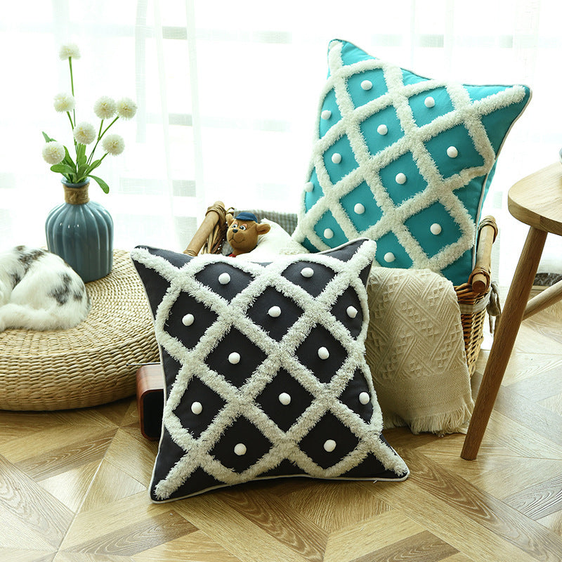 Elegant Moroccan Pillow with Tufted Design