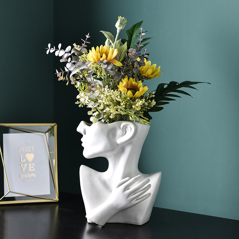 Modern Nordic Human Head Flower Vase