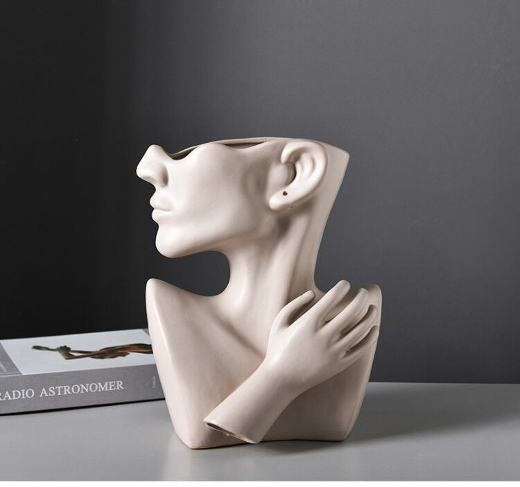 Modern Nordic Human Head Flower Vase