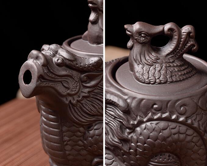 Dragon and Phoenix Purple Sand Kung Fu Teapot