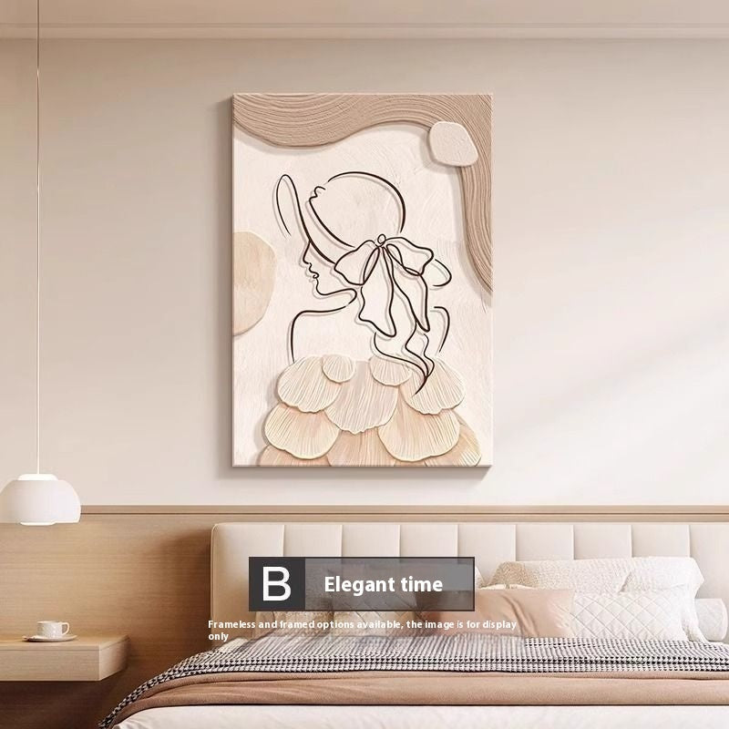 Abstract Line Character Decorative Mural in Cream