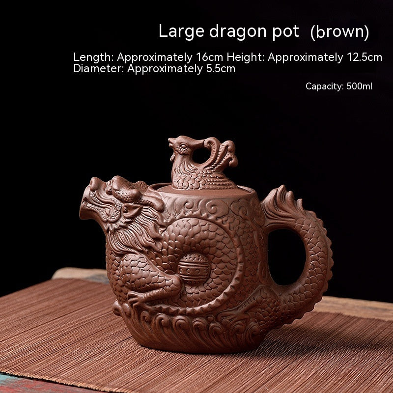 Dragon and Phoenix Purple Sand Kung Fu Teapot