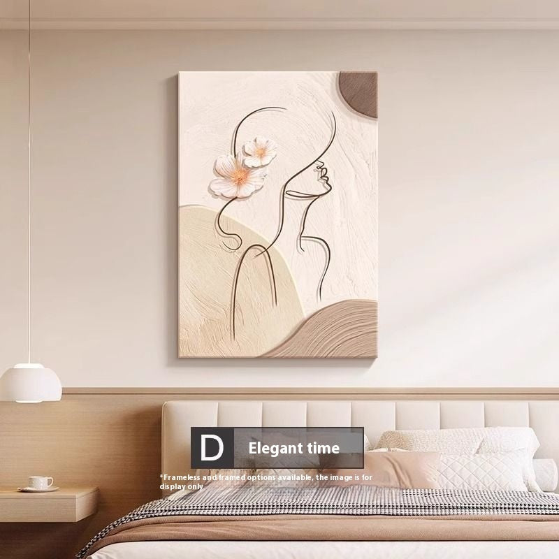 Abstract Line Character Decorative Mural in Cream