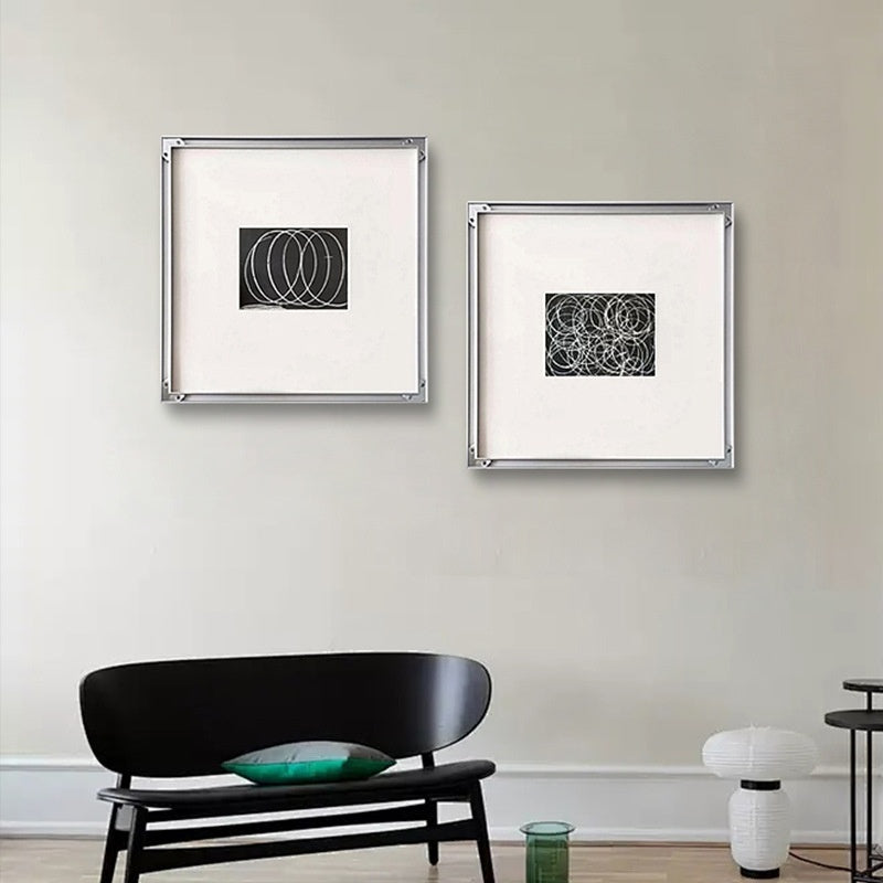 Modern Black and White Line Art Painting