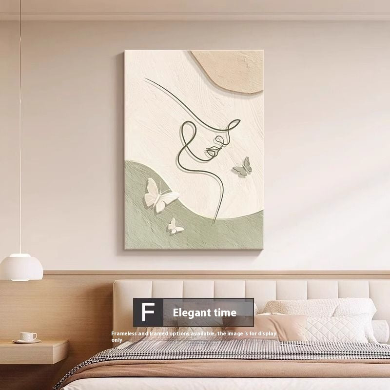 Abstract Line Character Decorative Mural in Cream