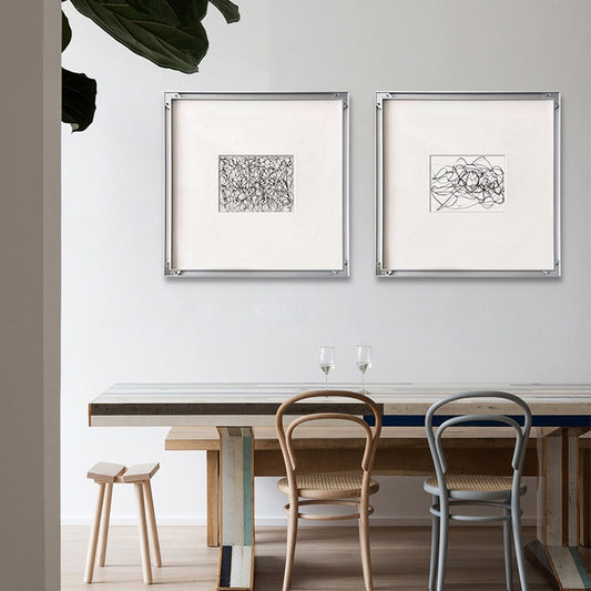 Modern Black and White Line Art Painting